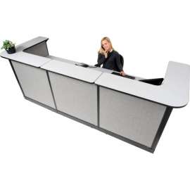 Interion U-Shaped Reception Station w/Raceway 124"W x 44"D x 46"H Gray Counter Gray Panel