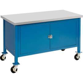 Global Industrial Mobile Cabinet Workbench - ESD Safety Edge, 60"W x 30"D, Blue