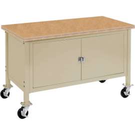 Global Industrial Mobile Cabinet Workbench - Shop Safety Edge, 72"W x 30"D, Tan