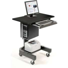Global Industrial Mobile Computer Cart, 27"W x 24-1/2"D x 41"H, Black
