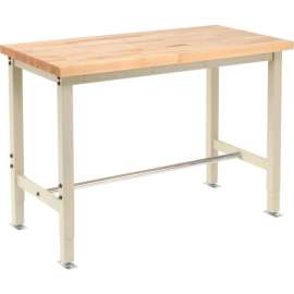 Global Industrial 48 x 24 Adj. Height Workbench Return Square Tube Leg - Maple Square Edge Tan