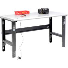 Global Industrial 60x30 Adjustable Height Workbench C-Channel Leg - ESD Safety Edge - Black