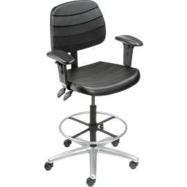 Interion Shop Stool with Arms - Polyurethane - 6 Way Adjustable - Black