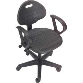 Interion Task Chair With Mid Back & Fixed Arms, Polyurethane, Black