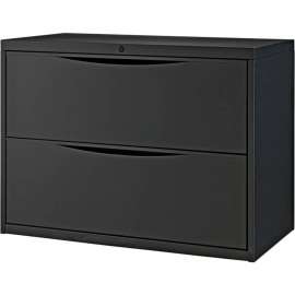 Interion 36" Premium Lateral File Cabinet 2 Drawer Black