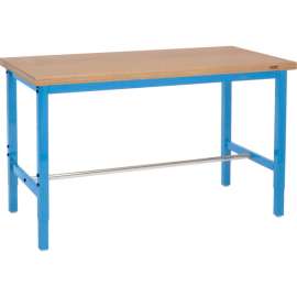 Global Industrial 72x30 Adjustable Height Workbench Square Tube Leg, Shop Top Safety Edge Blue