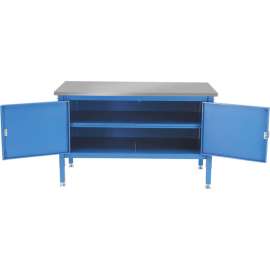 Global Industrial Security Cabinet Bench w/ Stainless Steel Square Edge Top, 60"W x 30"D, Blue