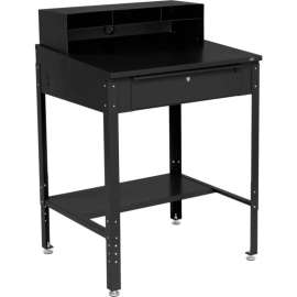 Global Industrial Sloped Shop Desk w/ Pigeonhole Riser, 34-1/2"W x 30"D, Black