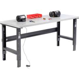 Global Industrial 72x36 Adjustable Height Workbench C-Channel Leg - ESD Square Edge Black