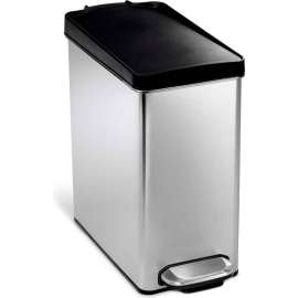 simplehuman Profile Step Can with Plastic Lid - 2-3/5 Gallon Brushed SS