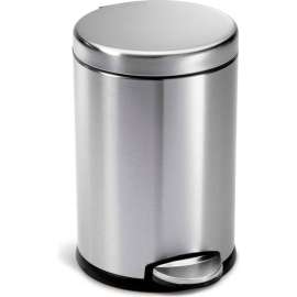 simplehuman Mini Round Step Can - 1-1/5 Gallon Brushed SS