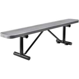 Global Industrial 6' Outdoor Steel Flat Bench, Perforated Metal, Gray
