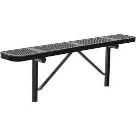 Global Industrial 6' Outdoor Steel Flat Bench, Perforated Metal, In Ground Mount, Black