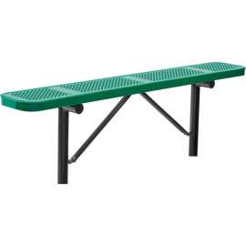 Global Industrial 6' Outdoor Steel Flat Bench, Perforated Metal, In Ground Mount, Green