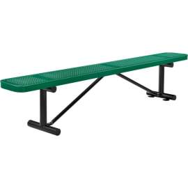 Global Industrial 8' Outdoor Steel Flat Bench, Perforated Metal, Green