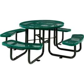 Global Industrial 46" Round Picnic Table, Expanded Metal, Green