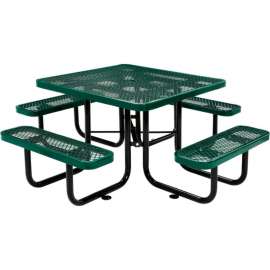 Global Industrial 46" Square Picnic Table, Expanded Metal, Green