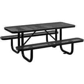 Global Industrial 6' Rectangular Picnic Table, Expanded Metal, Black