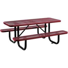 Global Industrial 6' Rectangular Picnic Table, Expanded Metal, Red