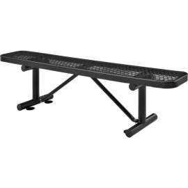 Global Industrial 6' Outdoor Steel Flat Bench, Expanded Metal, Black