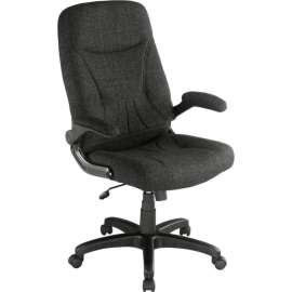 Interion Executive Office Chair With High Back & Fixed Arms, Fabric, Black