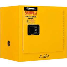 Flammable Cabinet, Manual Close Single Door, 6 Gallon, 23"Wx18"Dx22"H