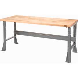 Global Industrial Flared Leg Workbench w/ Maple Square Edge Top, 72"W x 36"D, Gray
