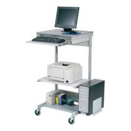 Global Industrial Mobile Computer Workstation with Printer Shelf and CPU Holder, Gray