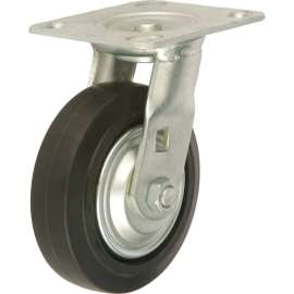 Global Industrial Heavy Duty Swivel Plate Caster 5" Mold-on Rubber Wheel 350 lb. Capacity
