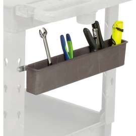 Global Industrial Utility Bin w/Railing Mount Kit, 21"L x 2-1/2"W x 4"H, Gray