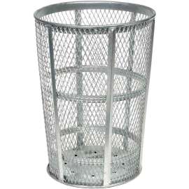 Global Industrial Outdoor Steel Mesh Corrosion Resistant Trash Can, 48 Gallon, Silver