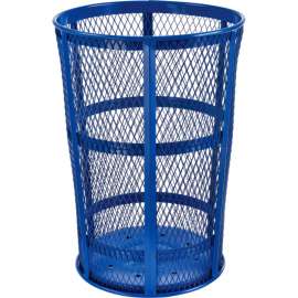 Global Industrial Outdoor Steel Mesh Corrosion Resistant Trash Can, 48 Gallon, Blue