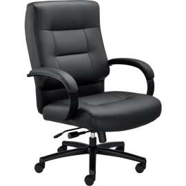 Interion Big & Tall Executive Chair With High Back & Fixed Arms, Bonded Leather, Black