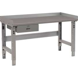 Global Industrial Workbench w/ Steel Square Edge Top & Drawer, 72"W x 36"D, Gray