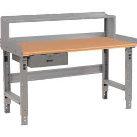 Global Industrial Workbench w/ Shop Top Square Edge & Riser, 60"W x 36"D, Gray