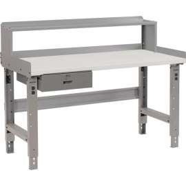 Global Industrial Workbench w/ Laminate Square Edge Top & Riser, 48"W x 30"D, Gray