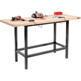 Global Industrial Standing Height Workbench w/ Maple Square Edge Top, 72"W x 30"D, Black