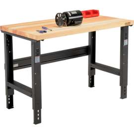 Global Industrial 48x36 Adjustable Height Workbench C-Channel Leg - Birch Square Edge - Black