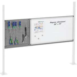 Global Industrial 18" Pegboard & 36" Whiteboard Panel Kit, 60"W, Gray