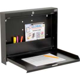 Global Industrial Wall Mounted Fold Down Shop Desk, 20"W x 3-3/8"D, Black