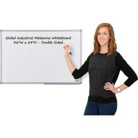 Global Industrial Melamine Dry Erase Whiteboard - 36 x 24 - Double Sided