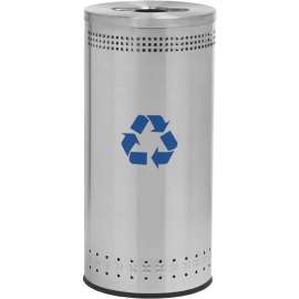 Precision Stainless Steel Round Open Top Imprinted Recycling Can, 25 Gallon