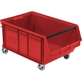 Quantum Mobile Magnum Plastic Stacking Bin, 18-3/8"W x 29"D x 14-7/8"H, Red