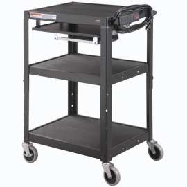 Global Industrial Steel Mobile Workstation Cart with Slide out keyboard & Mouse Shelf - Black