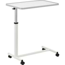 Global Industrial Heavy Duty Overbed Table With H-Base, White Laminate Tabletop