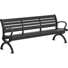 Global Industrial 6' Aluminum Park Bench w/ Backrest, Black