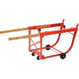 Global Industrial Heavy Duty Rotating Drum Cradle with Wood Handles & Polyolefin Wheels