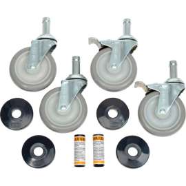 Nexel Stainless Steel Stem Casters - Set (4) 5" Polyurethane, (2) with Brakes 1200 Lb. Cap.
