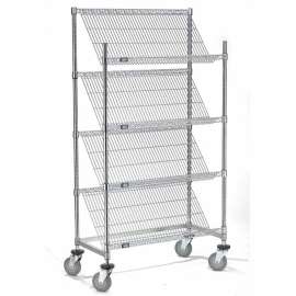 Nexel Slant Wire Shelving Truck w/4 Shelves, 36"L x 18"W x 69"H