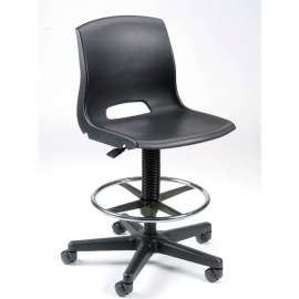 Interion Plastic Stool - Height Adjustable - Black
